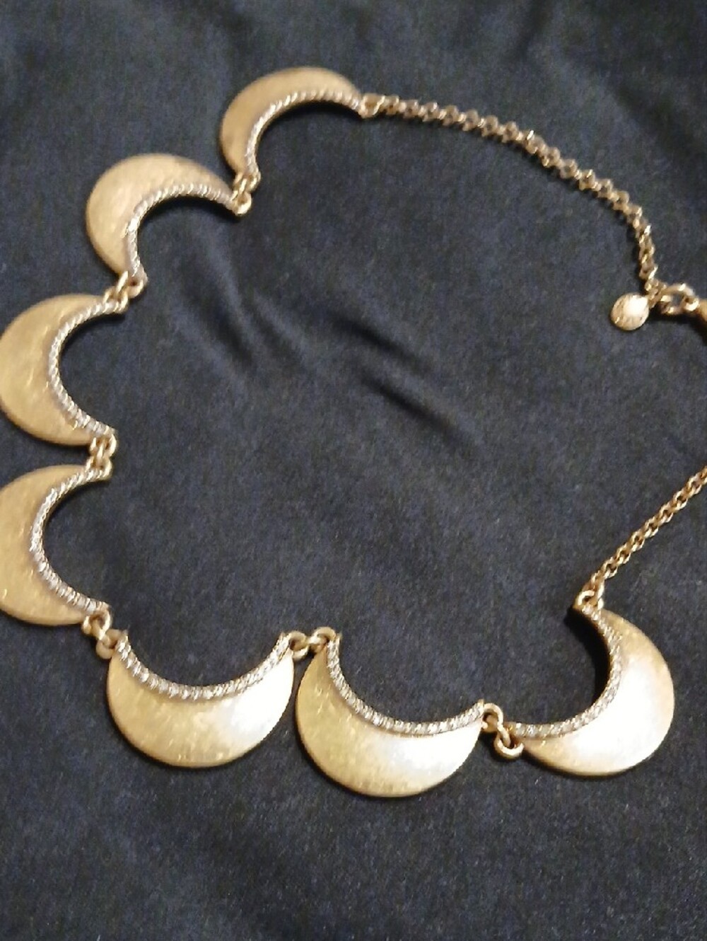 J. Crew Gold Crescent Moon Necklace with Crystal Trim - Picture 3 of 3